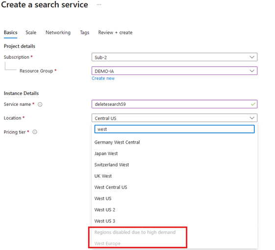 Disponibilidad regional